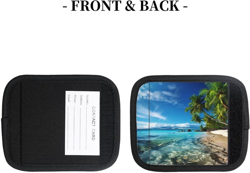 YPPAHHHH Luggage Handle Wraps Tropical Hawaii Beach Sea Luggage Identifiers Soft Neoprene Luggage Handle Wraps For Suitcase Trolley Handle Grip Cover 2 Pack Luggage Tags - Image 4